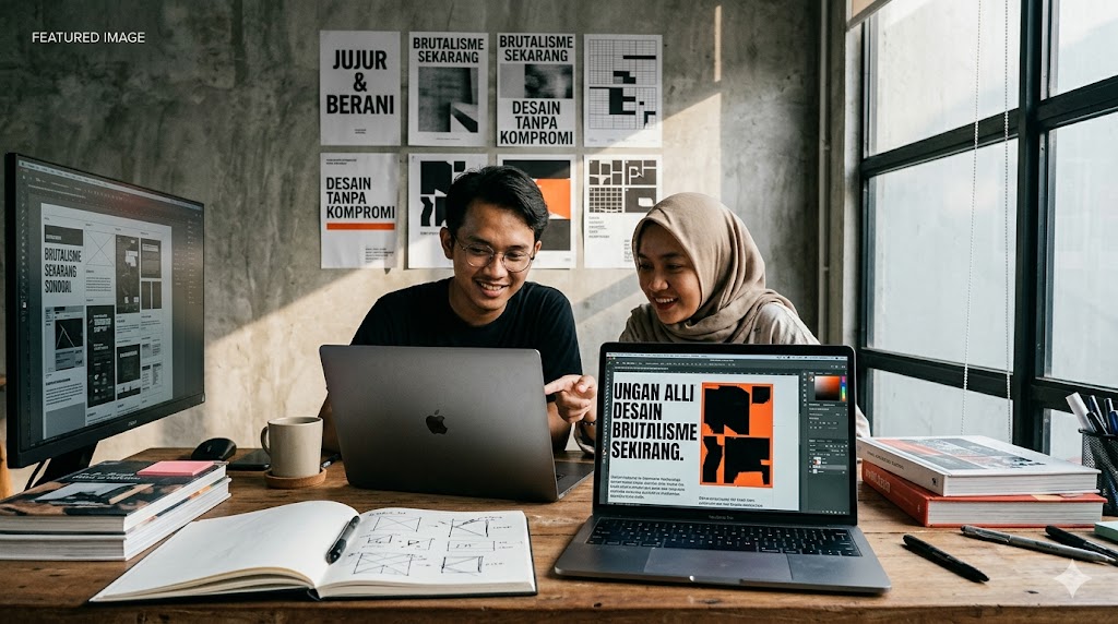 tren desain grafis minimalis brutalisme yang kembali populer